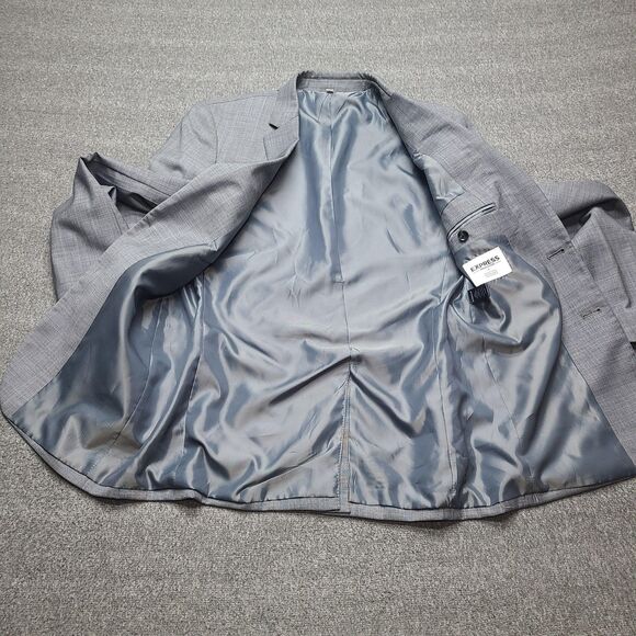 Express Innovator Blazer Mens 36 Regular Gray Extra Slim‎ Wool Blend Suit Jacket - Picture 4 of 9